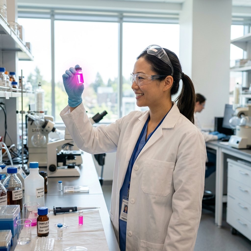 Scientist analyzing vial